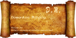 Domonkos Mihály névjegykártya